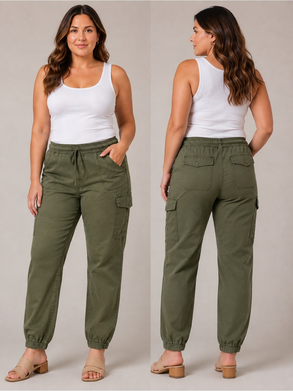 Sanctuary Olive Green Cargo Jogger Pants - Womens Drawstring Utility